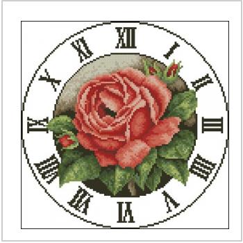 Схема вышивки крестом "Clock Red Rose"