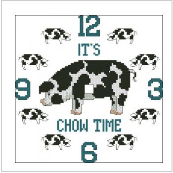 Схема вышивки крестом "It's Chow Time Clock"