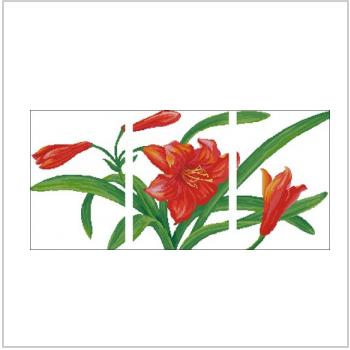 Схема вышивки крестом "Триптих Красная лилия"