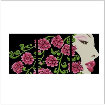 Схема вышивки крестом "Модульная вышивка Девушка с розами в волосах"