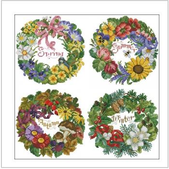 Схема вышивки крестом "Seasons Wreaths"