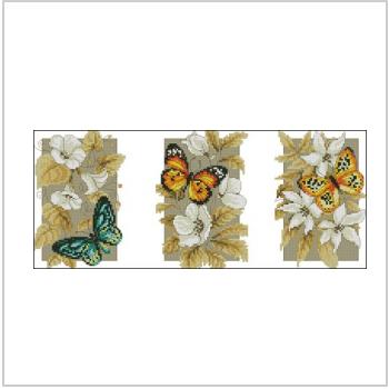 Схема вышивки крестом "Бабочки и цветы (триптих)"