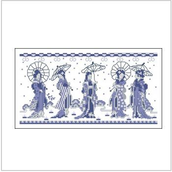 Схема вышивки крестом "Японские Дамы"