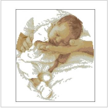 Схема вышивки крестом "Спящий На Руках Младенец"