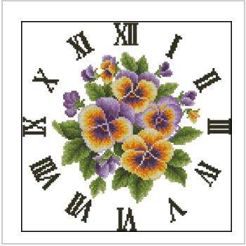 Схема вышивки "OTWO Special Pansies Clock"