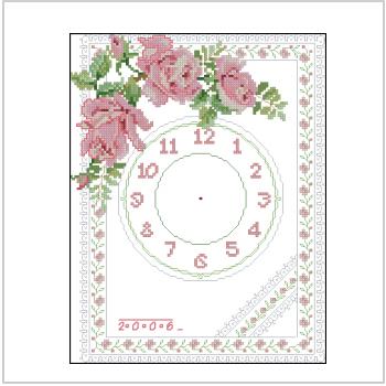 Схема вышивки "Pink Rose Clock"