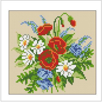 Схема вышивки "Vervaco 1200 497Assorted Floral Pillow Cover"