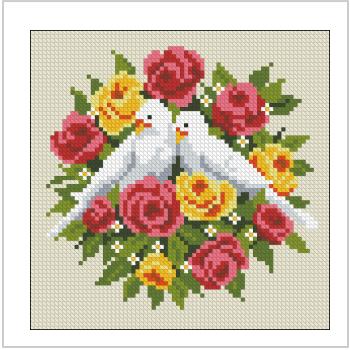 Схема вышивки "Vervaco 1200 737 White Doves Cushion Front"