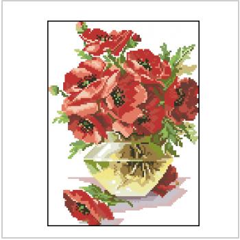 Схема вышивки "ZR BR-008 Poppies Vase"