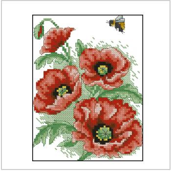 Схема вышивки крестом "Poppy And Bee"