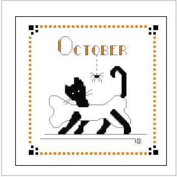 Схема вышивки крестом "Black Cat  October"