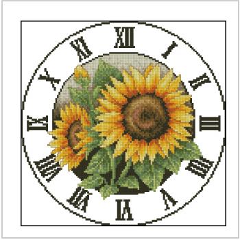 Схема вышивки "clock sun flowers"