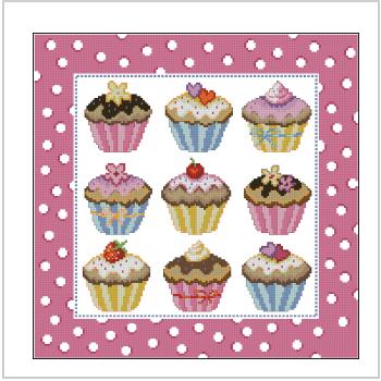 Схема вышивки крестом "Cupcake Cushion And Accessories"