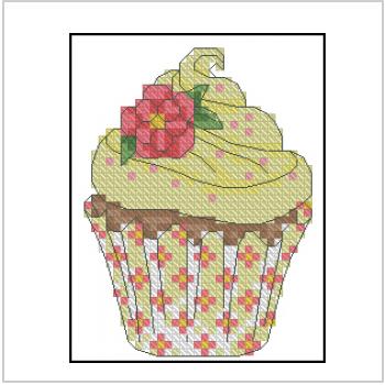 Схема вышивки крестом "Cupcake With Flower"