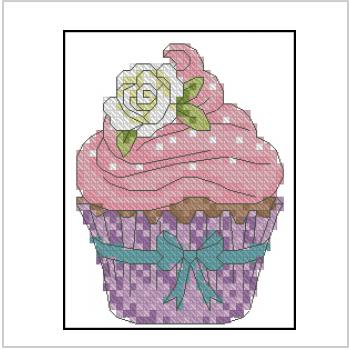 Схема вышивки крестом "Cupcake With Rose"