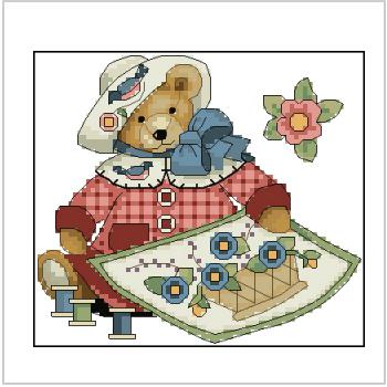 Схема вышивки крестом "Sewing Bear"