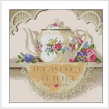 Схема вышивки крестом "Treasured Friend Teapot"