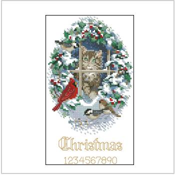 Схема вышивки крестом "Snowed In Kitten Ornament"