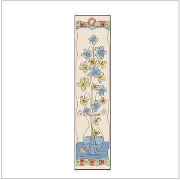 Схема вышивки крестом "Flowers In Glass Vase Bookmark"