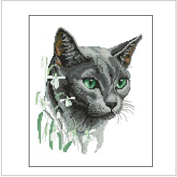 Схема вышивки крестом "The Russian Blue - Winter Cat By Jayne Netley Mayhew"