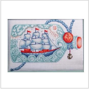 Схема вышивки крестом "Корабль В Бутылке"