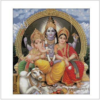 Схема вышивки крестом "God Shiva And Goddess Parvati With God Ganesha"