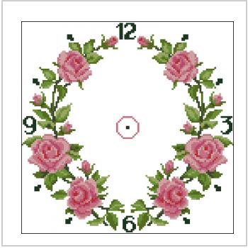 Схема вышивки крестом "Classical Clock With Rose"