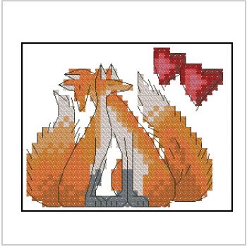 Схема вышивки крестом "Влюбленные Лисы"