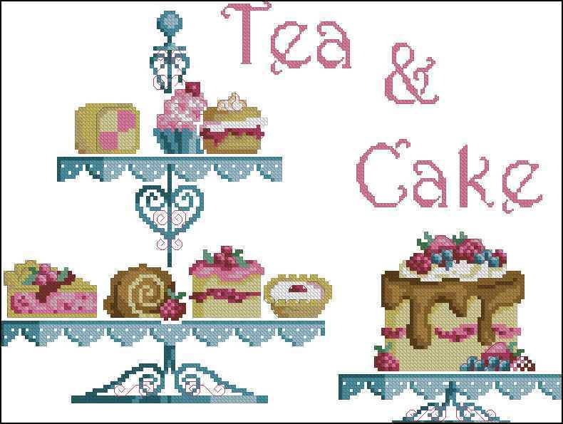 Схема вышивки крестом "Tea & Cake"