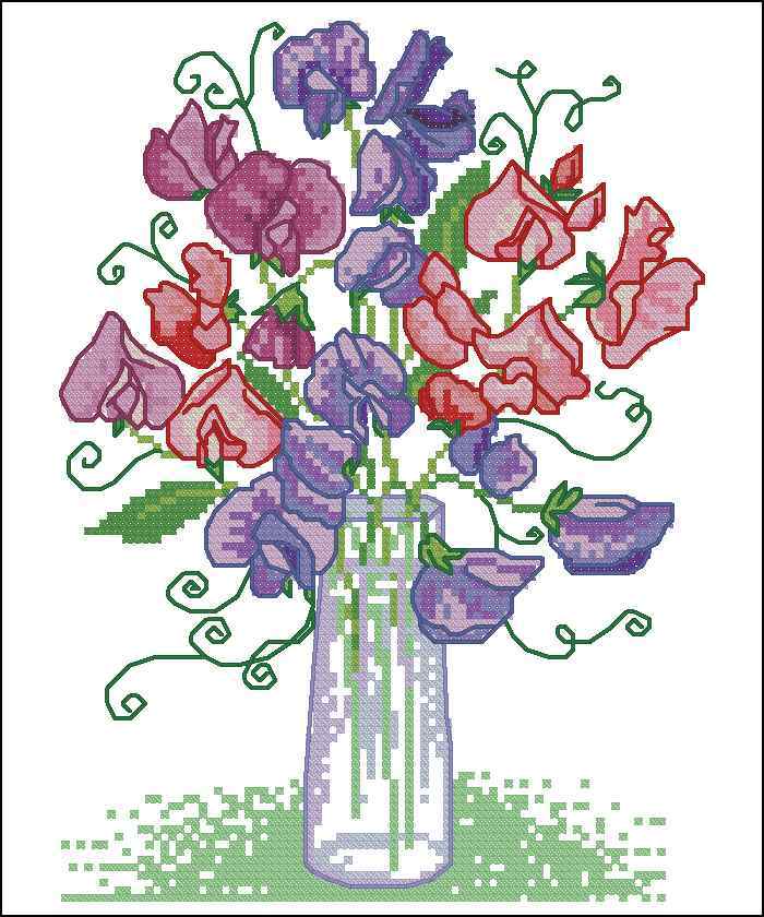 Схема вышивки крестом "Sweet Peas - Summer Favourites"