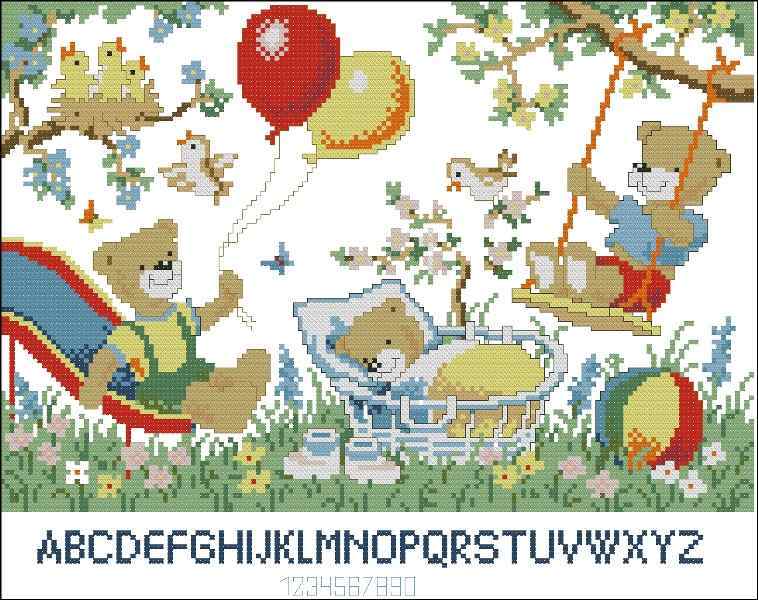 Схема вышивки крестом "Playground Birthsampler"