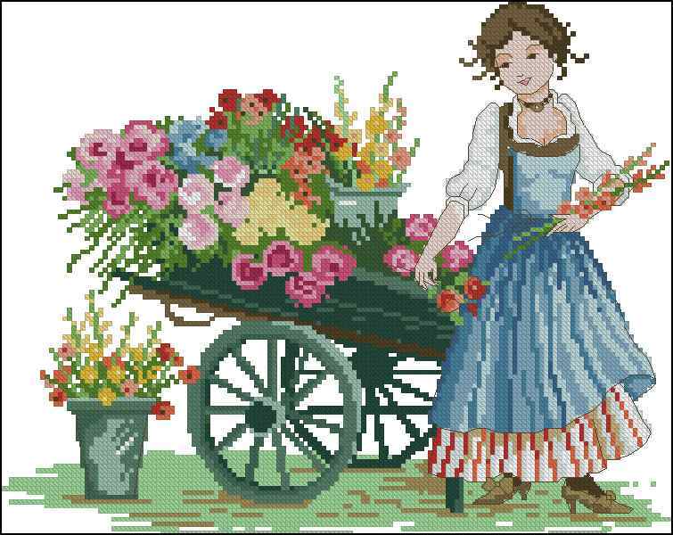 Схема вышивки крестом "Victorian Flower Seller"