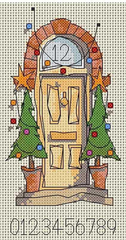 Схема вышивки крестом "Xmas Front Door"