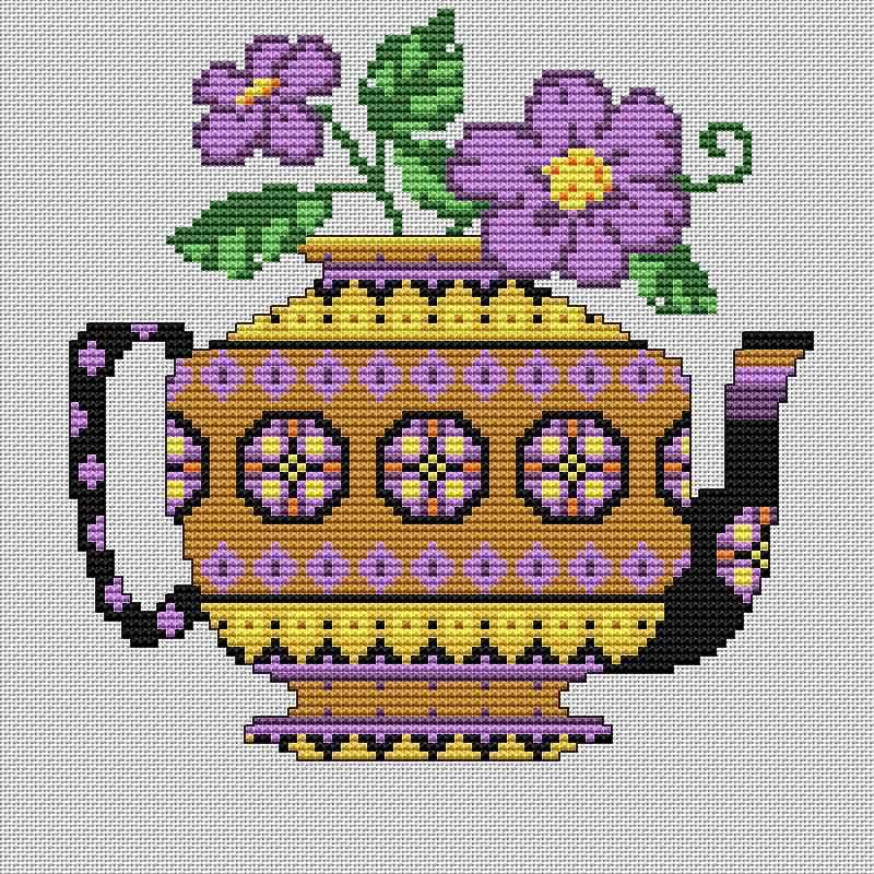 Схема вышивки крестом "Yellow Teapot"